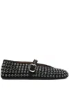 Alaïa Embellished Black Suede Ballet Flats In Black