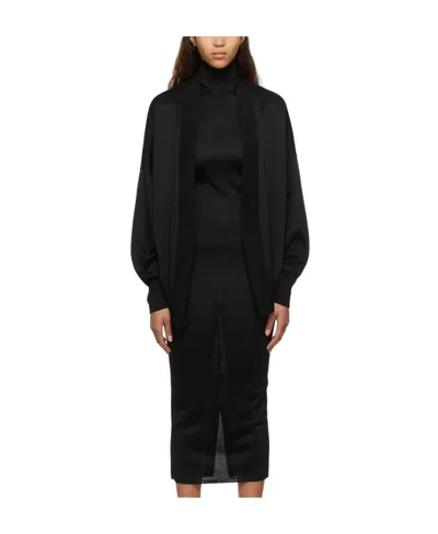 Alaïa Rib Knitted Spliced Dress In Black