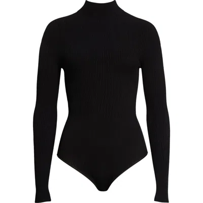 Alaïa Ribbed-knit Turtleneck Bodysuit In Black