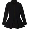 Alaïa Ribbed Wool And Cashmere-blend Peplum Cardigan In Noir Alaia