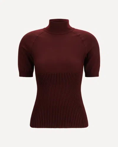 Alaïa Rib Wool Top In Burgundy