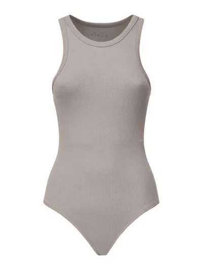 Alaïa Ribbed Bodysuit In Gray