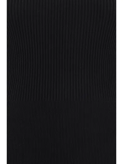 Alaïa Ribbed Design Bodysuit In Noir Alaia