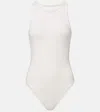 Alaïa Women White Ribbed Knit Tank Bodysuit In White