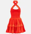 Alaïa Ribbed-knit Halterneck Minidress In Orange