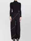Alaïa Ribbed Knit High Neck Bodysuit With Zipper In Black