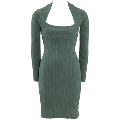 Pre-owned Alaïa Ribbed Knit Mini Dress, Fall-winter 1990-1991 In Gray