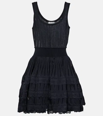 Alaïa Ribbed-knit Minidress In Blue