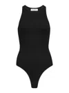 Alaïa Ribbed Texture High Neckline Sleeveless Thong Cut In Black
