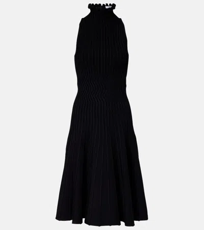 Alaïa Ribbed-knit Turtleneck Midi Dress In Black