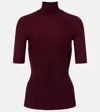 Alaïa Ribbed-knit Wool-blend Top In Burgundy