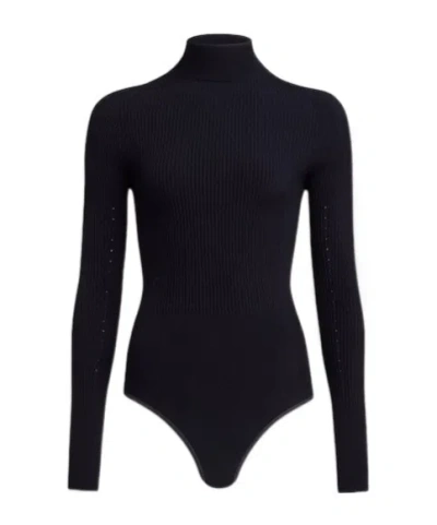 Alaïa Ribbed Knitted Bodysuit In Black