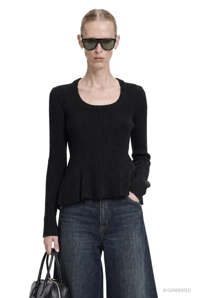 Alaïa Ribbed Wool-blend Sweater In Black