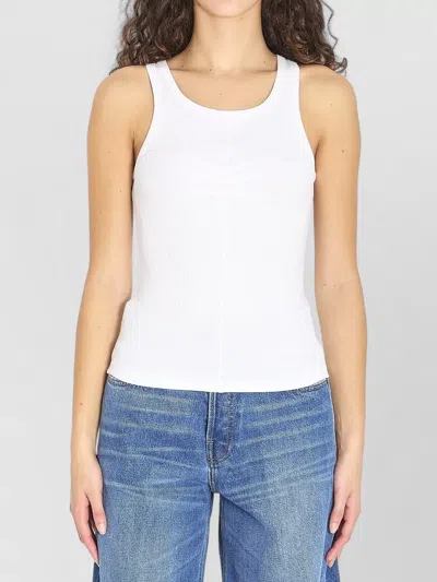 Alaïa Ribbed Scoop Neck Cotton Blend Tank In White