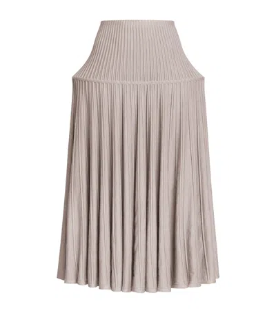 Alaïa Ribbed Sculptural Midi Skirt In Brown