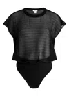 Shop Alaïa Ribbed Sheer Cotton-blend Bodysuit In Black