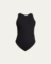 Alaïa Ribbed Texture Scoop Neck Sleeveless Body In Blue