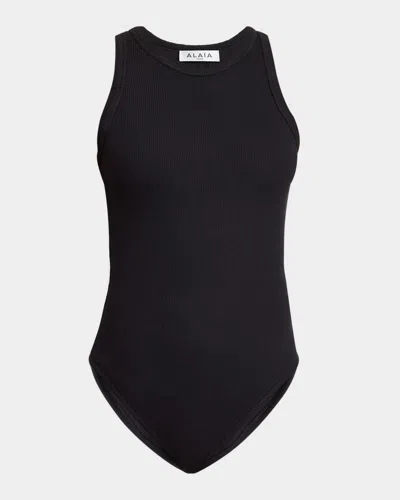 ALAÏA RIBBED SLEEVELESS BODYSUIT