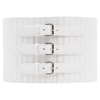 Pre-owned Alaïa Alaia Ribbed Stretch Corset Belt Xs In Gray