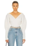 Alaïa Ribbed Sweater In Blanc Casse