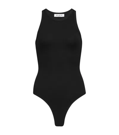 Alaïa Ribbed Tank Bodysuit In Black