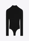 Alaïa Ribbed Turtleneck Bodysuit In Black
