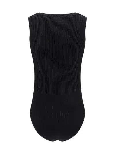 Alaïa Ribbed Viscose Bodysuit In Black