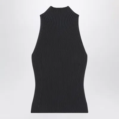 Alaïa Alaia Ribbed Wool-blend Top With Tailored Fit In Black