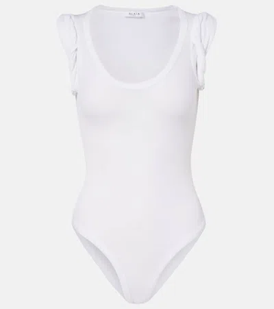 Alaïa Ribbed-knit Bodysuit In White