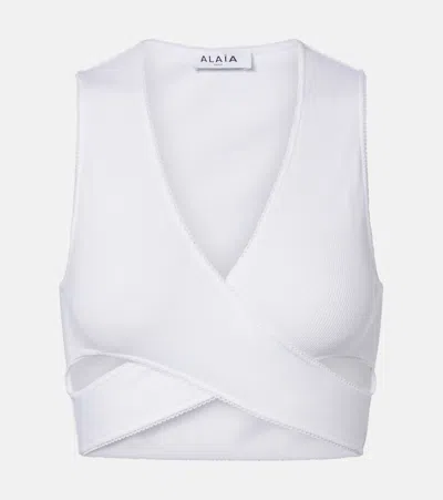 Alaïa Ribbed-knit Jersey Crop Top In White