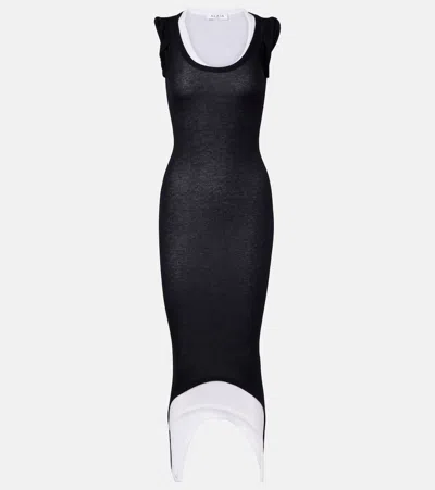 Alaïa Ribbed-knit Midi Dress In Black