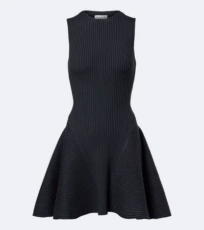 Alaïa Ribbed-knit Wool-blend Minidress In Black