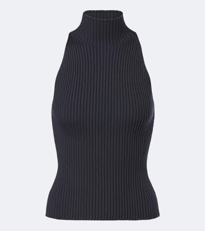 Alaïa Alaia Ribbed-knit Wool-blend Turtleneck Top In Black