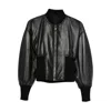 Alaïa Womens Noir Alaia Cinched Leather Bomber Jacket In Black