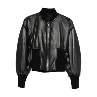 ALAÏA RIB-KNIT LEATHER JACKET