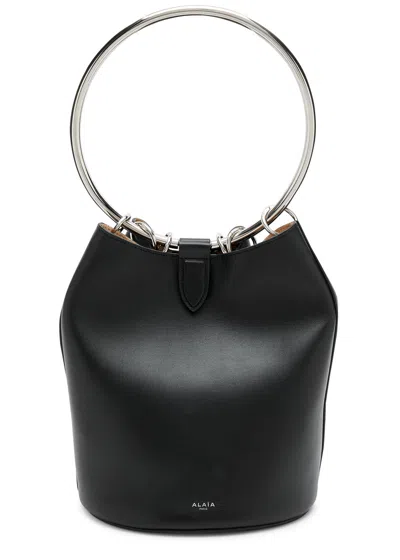 Alaïa Ring Large Leather Bucket Bag In Black
