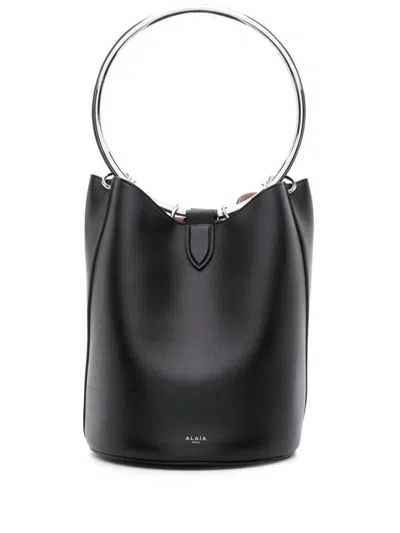 Alaïa Large Leather Ring Bucket Bag In Black