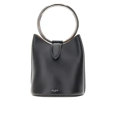 Alaïa 'ring' Mini Leather Bucket Bag In Black