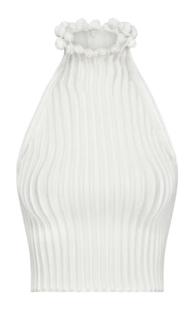 Alaïa Ringlet-detailed Knit Top In White