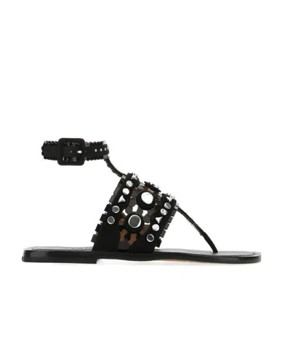 Alaïa Rivet Flat-soled Sandals In Multicolor