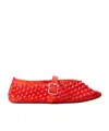 Alaïa Rivet Mesh Ballet Shoes In Red