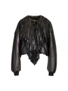 Alaïa Fringed Bomber Jacket Jackets Black In Black