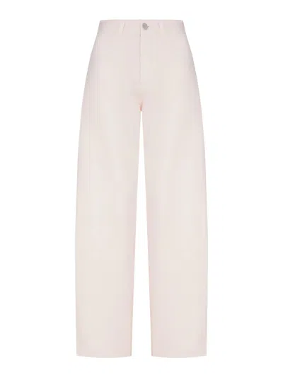 Alaïa Round Cotton Denim Trousers In Nude