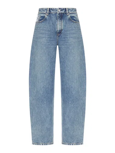 Alaïa Round Cotton Jeans In Blue