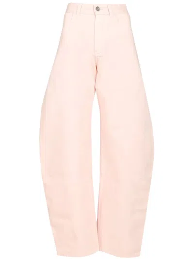 Alaïa Round Curved Wide-leg High-waist Jeans In Pink