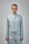 Alaïa Round Denim Jacket In Blue