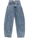 Alaïa Circle Denim High Waist Trousers In Blue