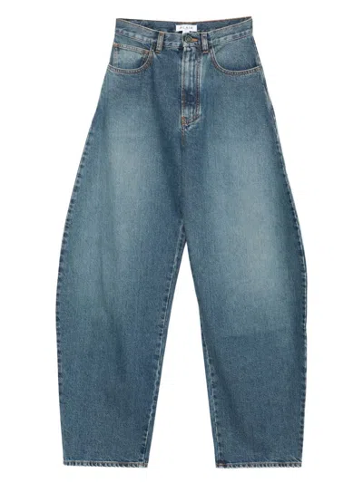 Alaïa Round Denim Jeans In Blue