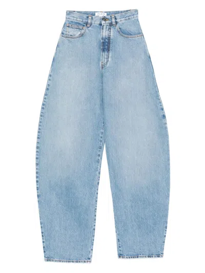 Alaïa Round Denim Jeans In Blue