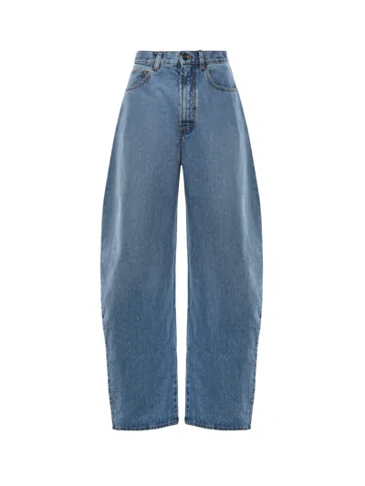 Alaïa Round Denim Jeans In Blue